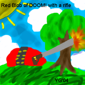 Red Blob of DOOM! with a rifle!