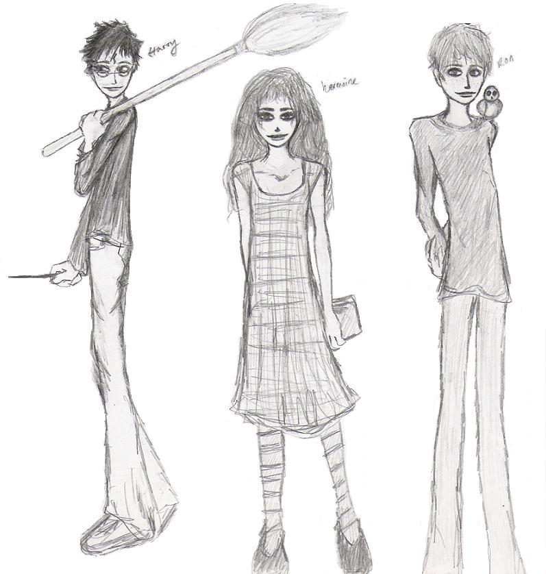 harry, hermoine, and ron