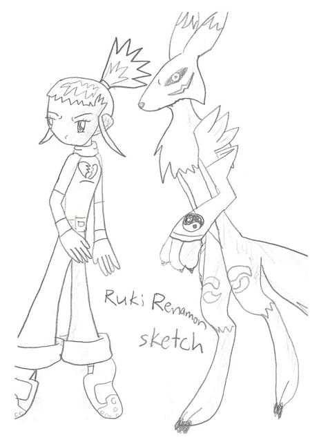 Ruki&Renamon sketch