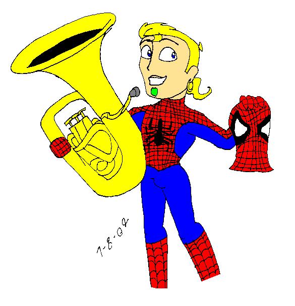 Trent as a tuba playing Spiderman??