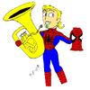 Trent as a tuba playing Spiderman??