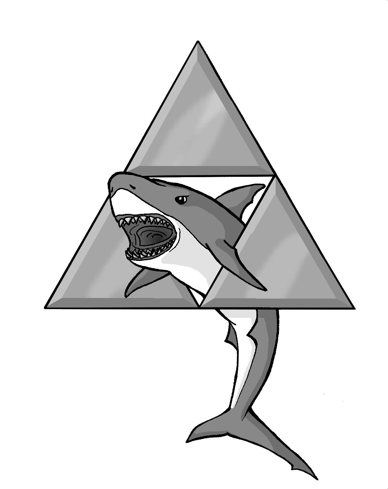 Triforce Shark (greyscale)