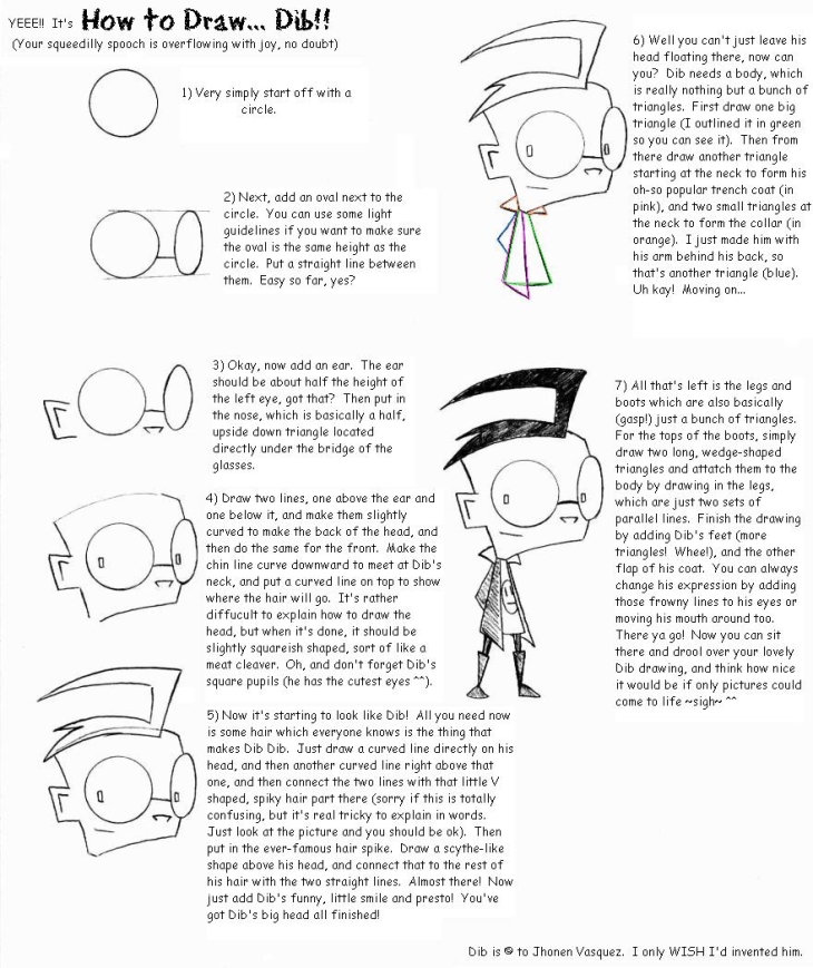 How to Draw Dib- from Invader ZIM- In 7 Easy Steps!