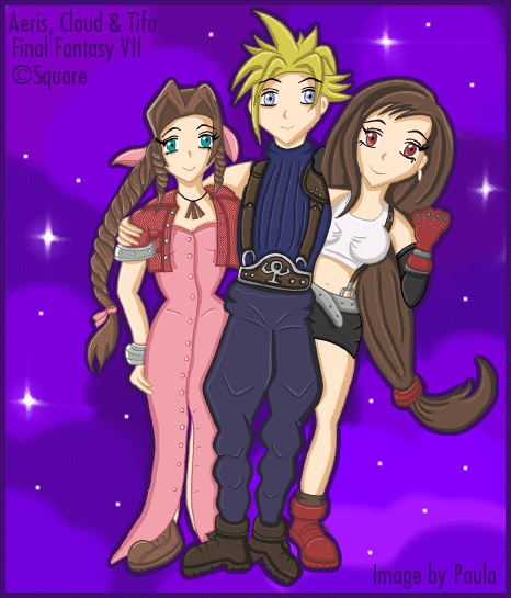 Aeris, Cloud and Tifa from Final Fantasy VII
