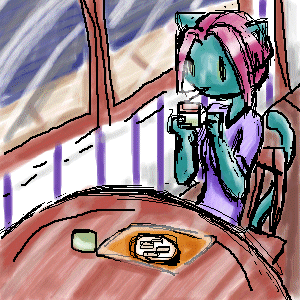 Rosewen at a Cafe