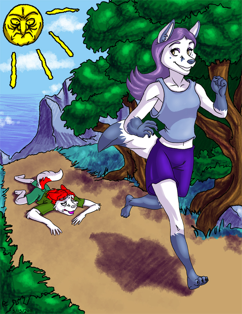 Husky and Fox Go Jogging