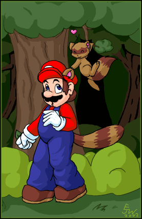 Racoon Mario & a real racoon