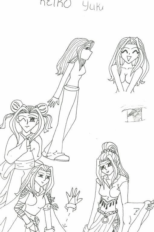 Keiko Yuiki character sketches