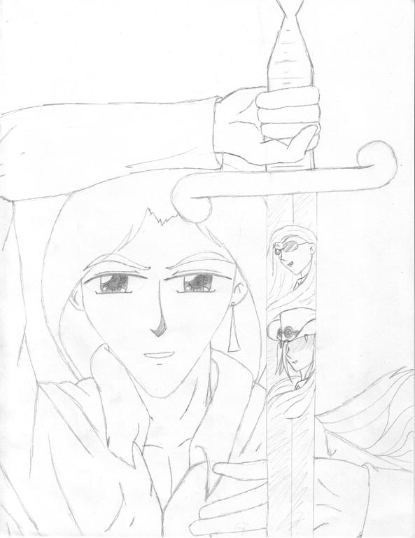 Pierre with Showdownmon and Agentmon on his sword