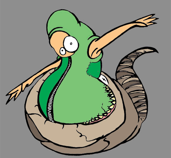 Man in Lima-Bean Costume Getting Eaten by a Tapeworm Named Doug