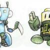 overly-cute mantis & battery robots