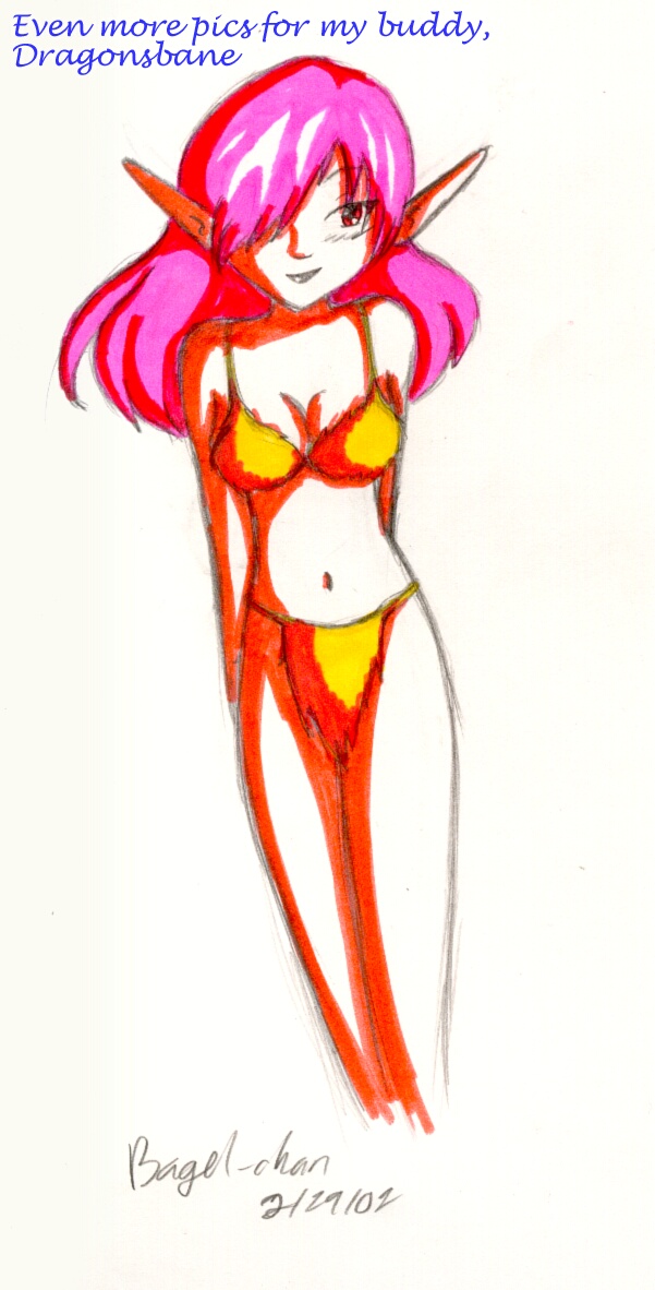 Old drawing: Scantily Clad Elf Girl ^.^