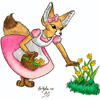 Fennec Girl Picking Daffodils