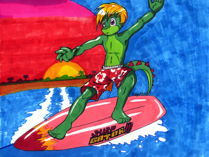 Surfing Gator Dude (Inspired by Sobe)