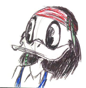 Jack Sparrow with Duck-like features.