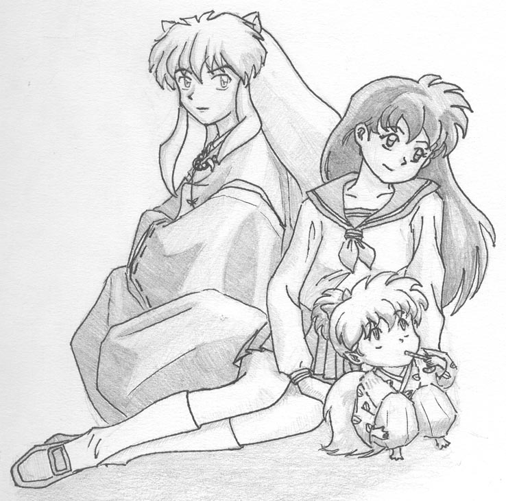 Inuyasha, Shippo, and Kagome.