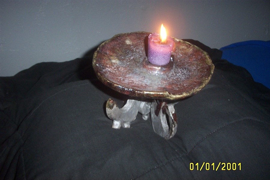 Raku Candle Holder