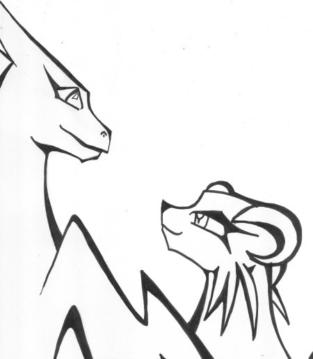 Lizardon and Persian (Charizard and persian) Not Colored
