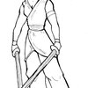 Lu Yi (Younger Lu Xun) w/ Two  (Badly Drawn) Wooden Swords