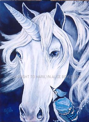 Up Close and Personal -unicorn & bluejay
