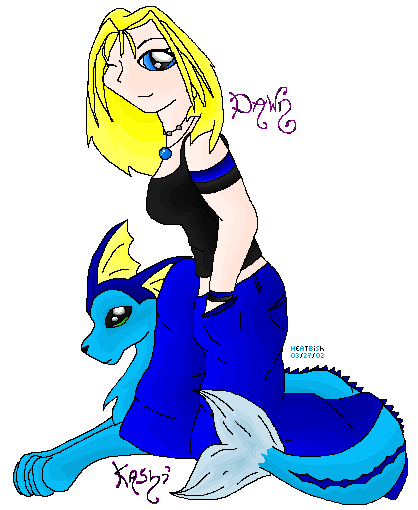 Dawn and Kashi ( Vaporeon ) ; Paint