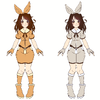 Normal and Shiny Eevee gijinkas