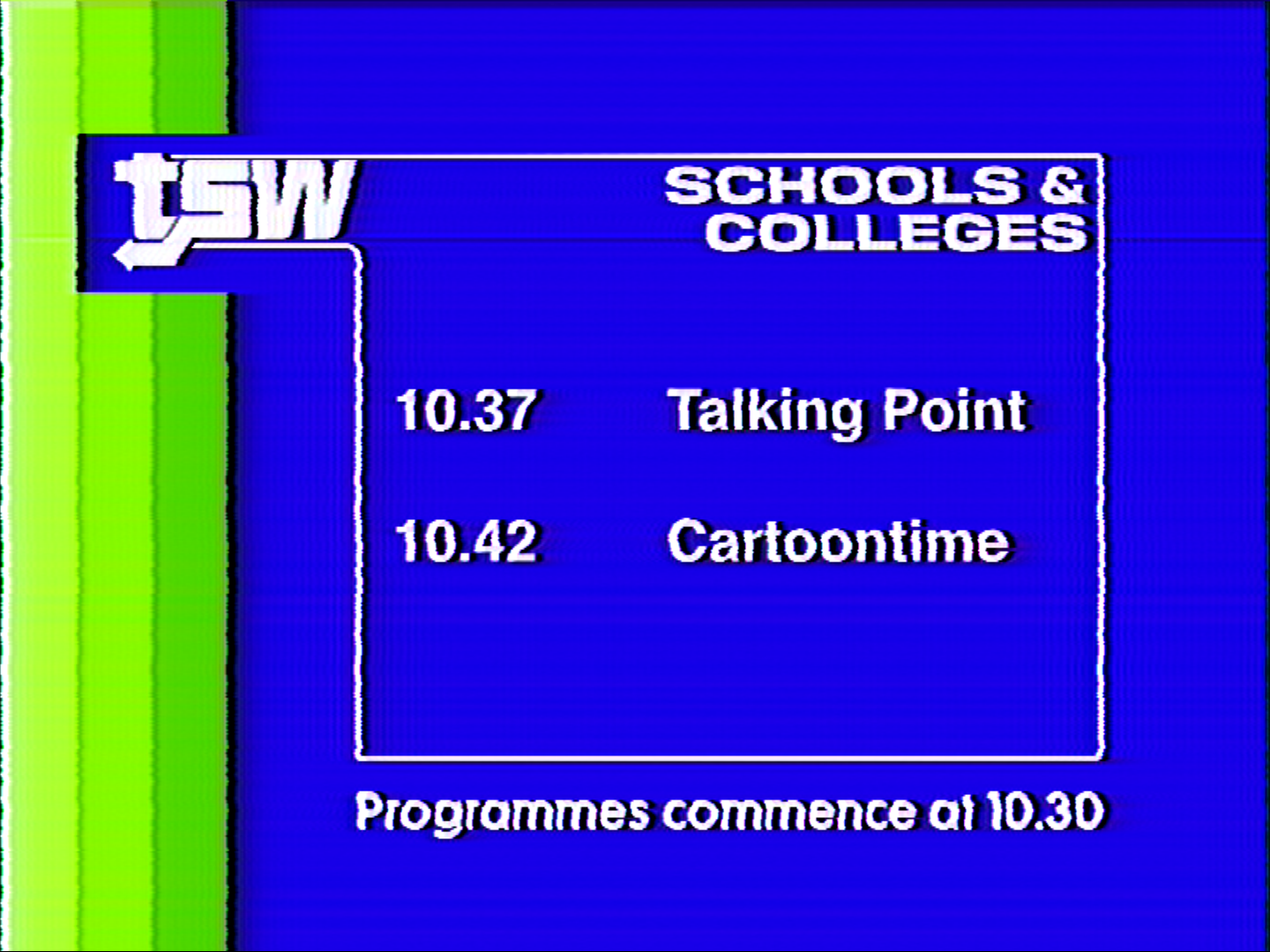 TSW School menu (1978)