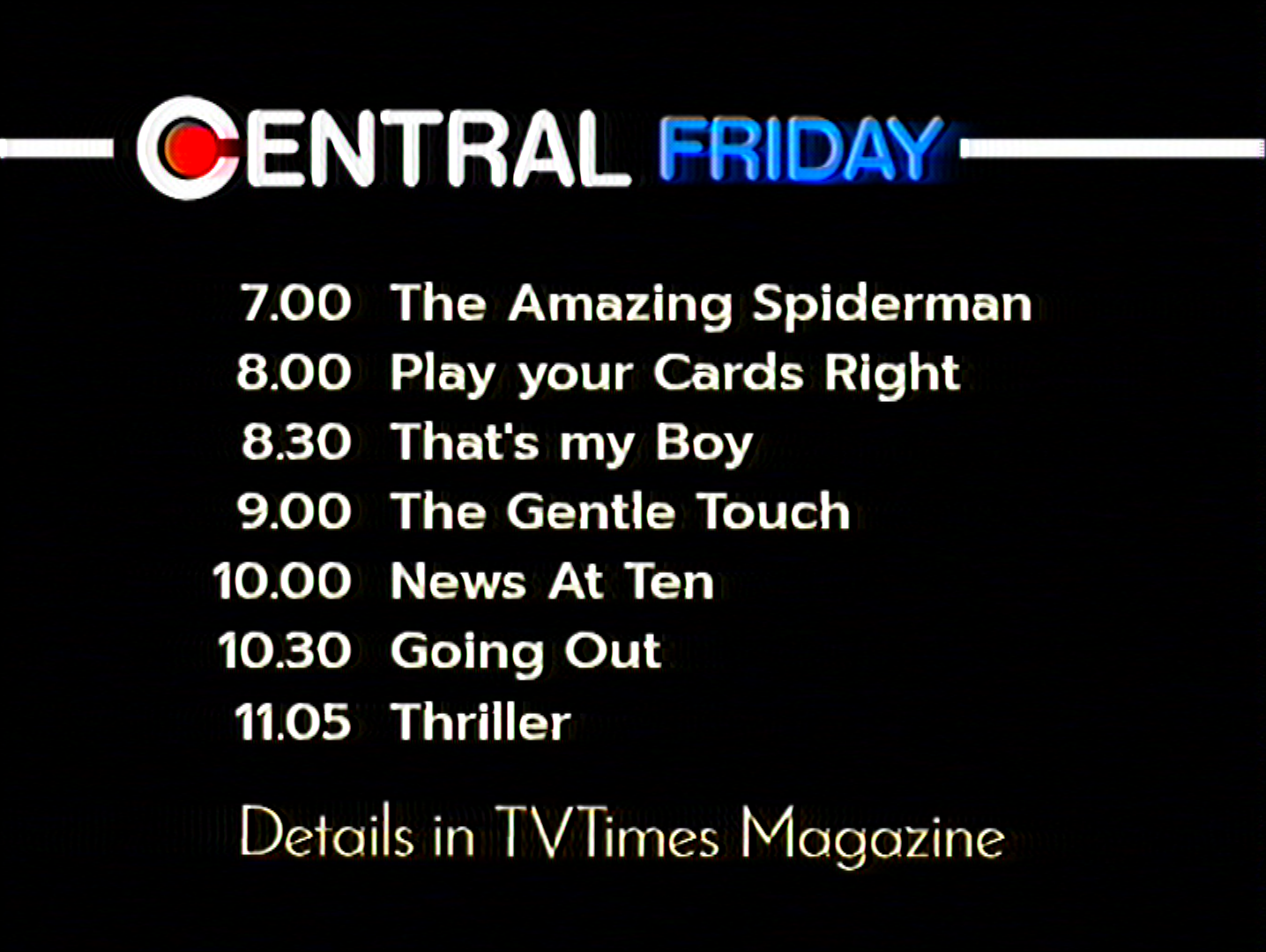 Central Television menu (1981)