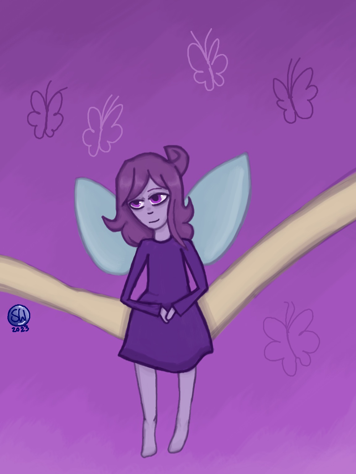 Purple Fairy On Branch