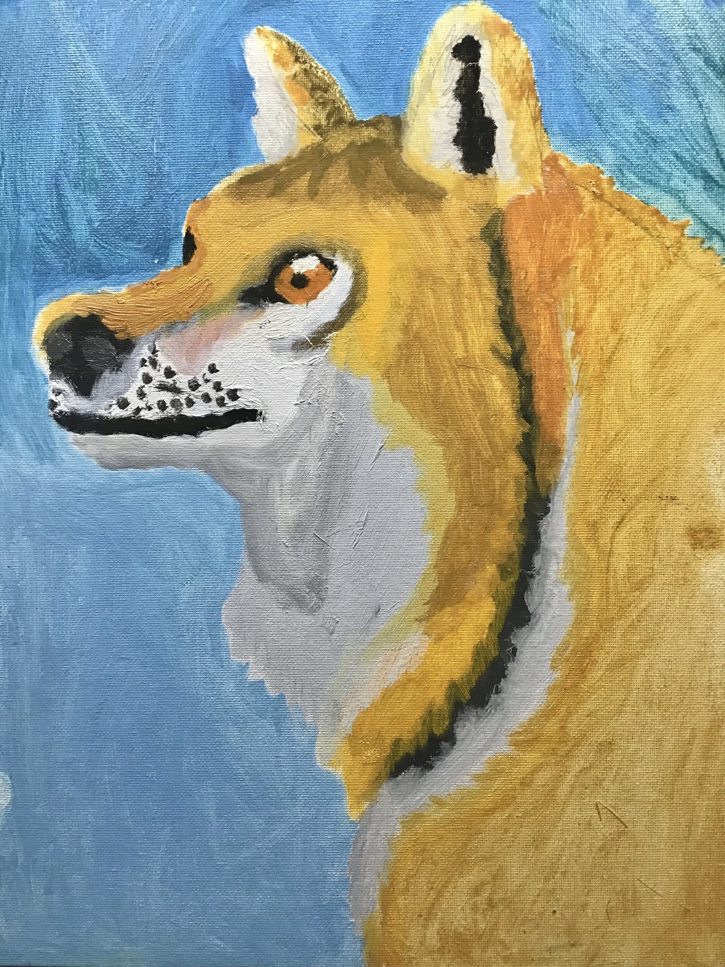 Golden Wolf Oil Painting