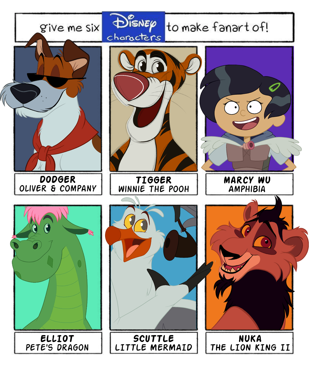 #SixFanarts: Six Disney Characters