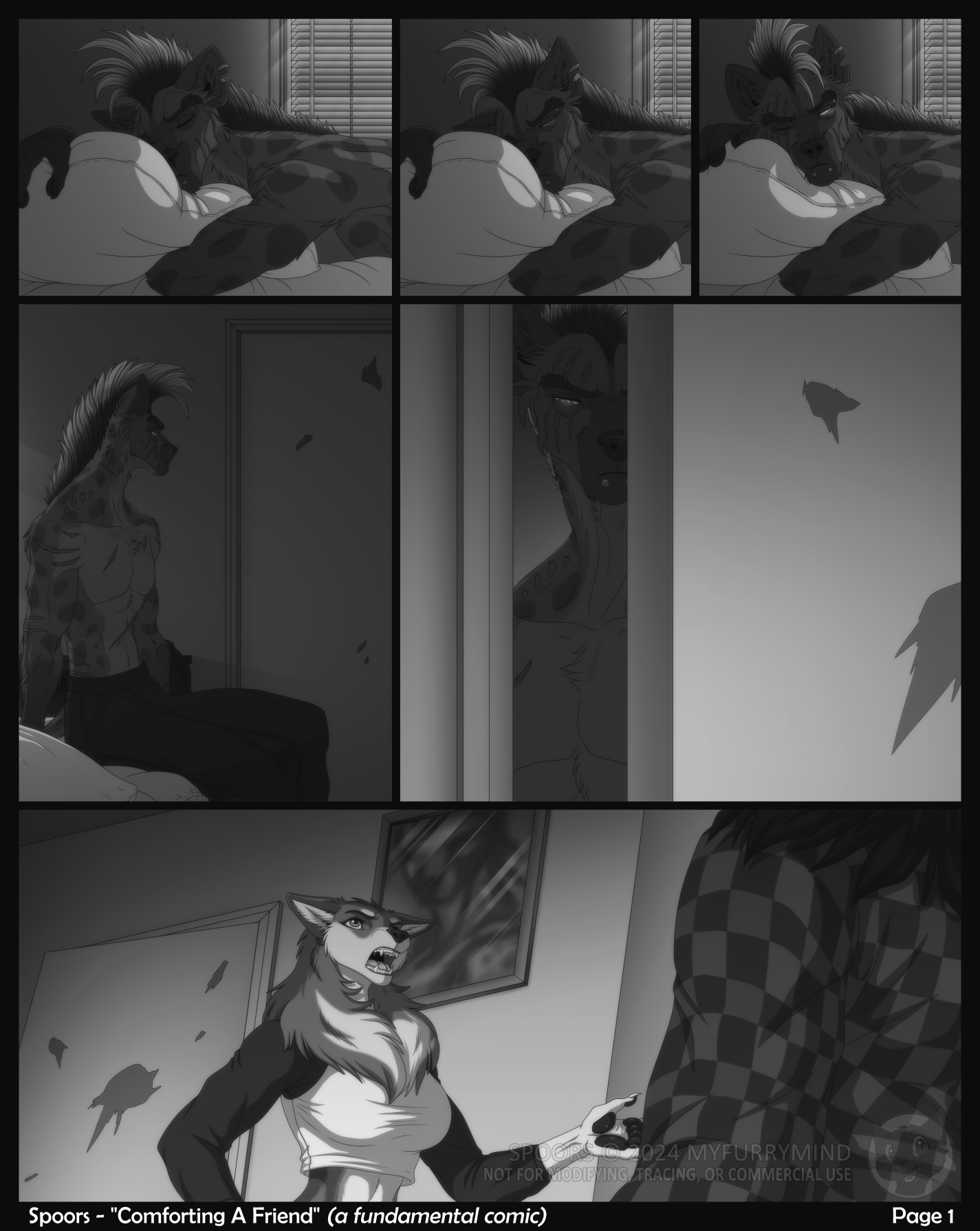Spoors: Comforting A Friend Comic Page 1 (+2 In HQ) [B&W]
