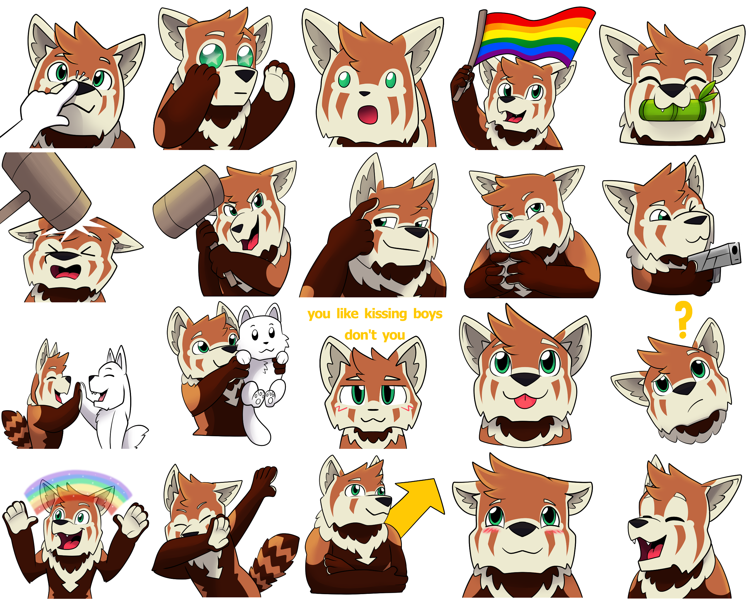 Commission: Red Panda Sticker set 03