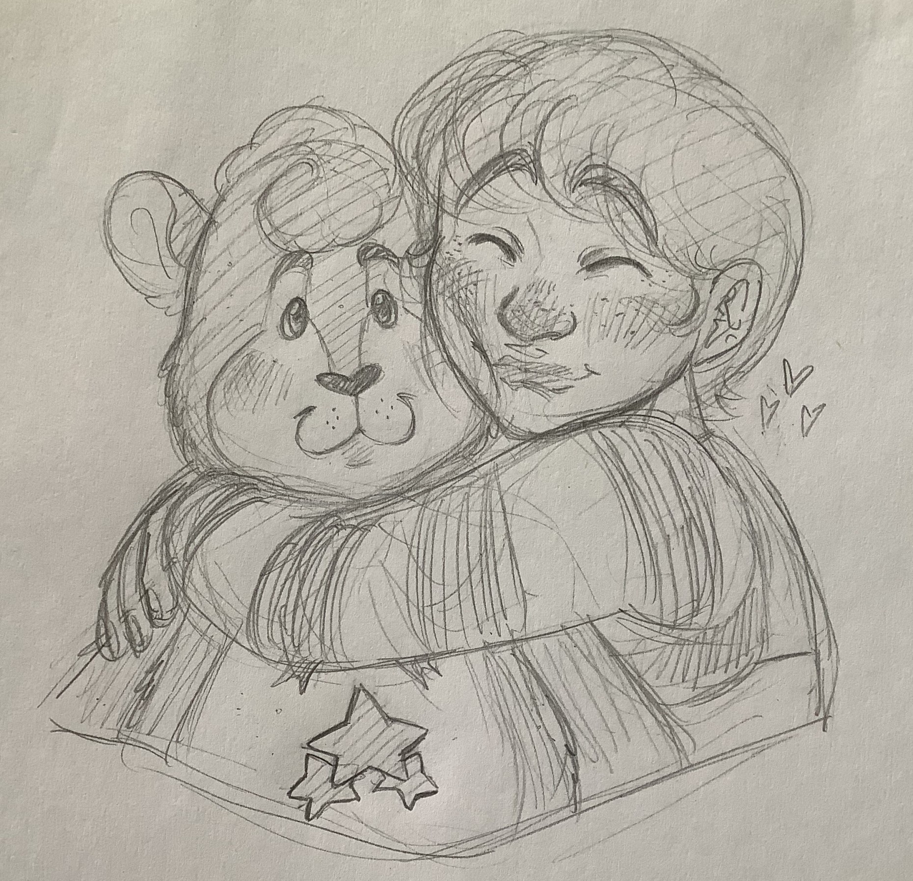 Thomas GreyWhinder hugs his Care Bear plush!!  (4) (Harmony and Horror)