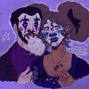 Martin GreyWhinder/Mari Faucher get high for pride. 🤡🐻☀️🌙 (Harmony and Horror)