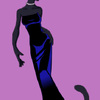cat woman in black dress