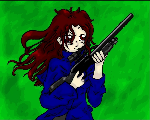 Red hair broad w/ Gun!