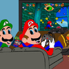 Mario and Luigi playing N64