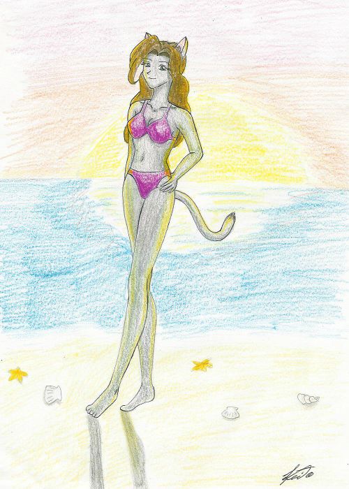 Catgirl On Da Beach