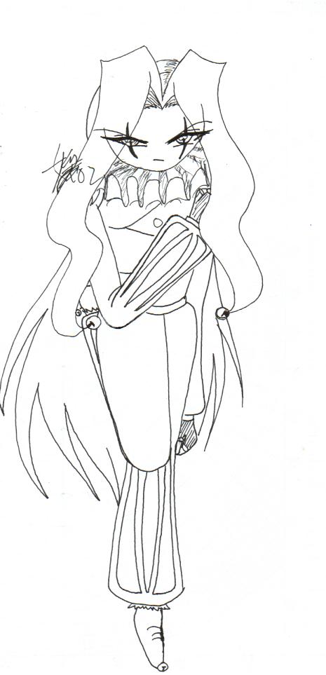 Tailigail's long hair, with a bow