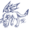 x Blue-sketched dragon