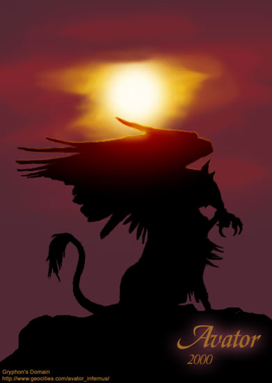 Gryphon under sunset