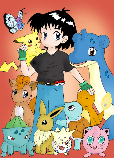 Ash and some pokemon