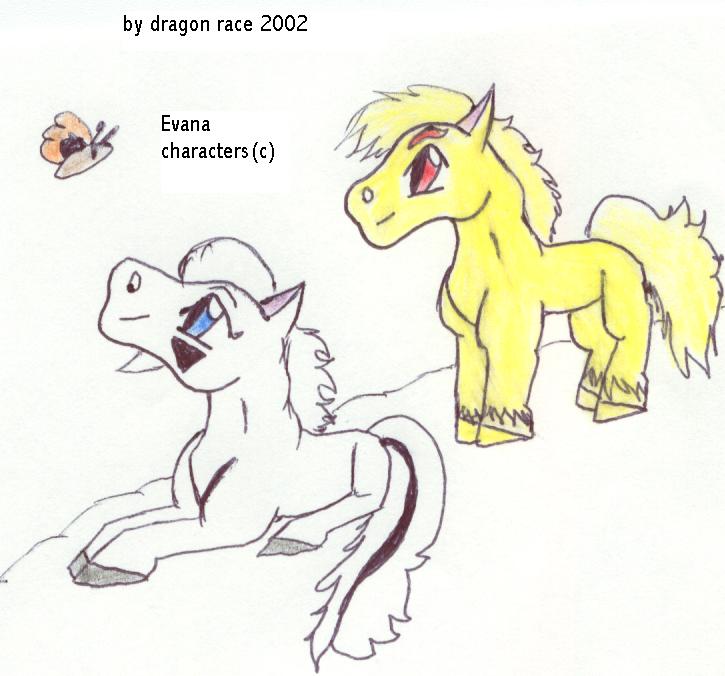 Evana and goldwolf as horse's