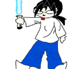 A stupid looking Damon with a lightsaber!!