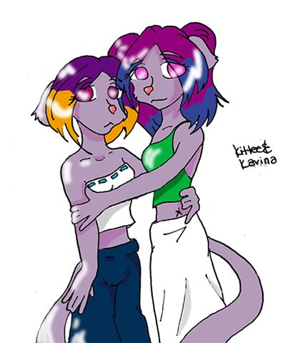 Karina and Kittee in colour