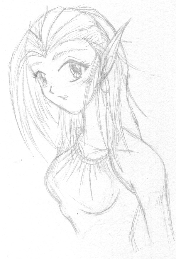 Pretty elven girl: pencil