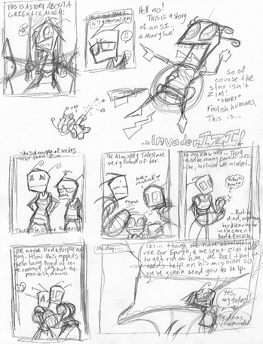 Invader IZI, SI parody comic pg 1 (sketch)