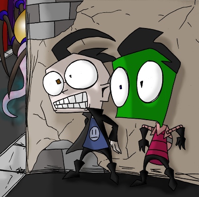 ZIM and Dib scared poopie.