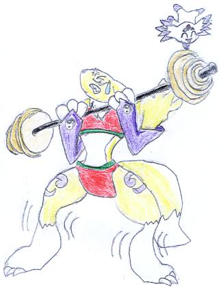 Renamon working out.